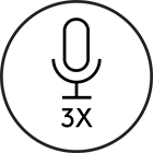 3x microphones, custom-tuned speaker icon