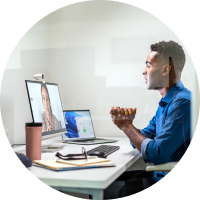 Man using Copilot in his business meeting