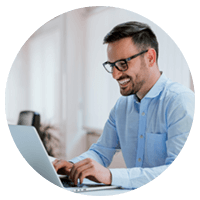 Man typing on computer