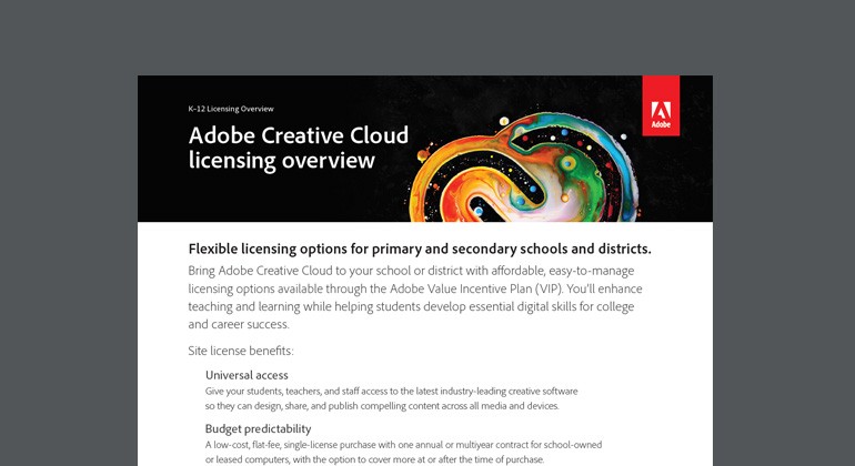 Thumbnail of Adobe Creative Cloud datasheet available to download below