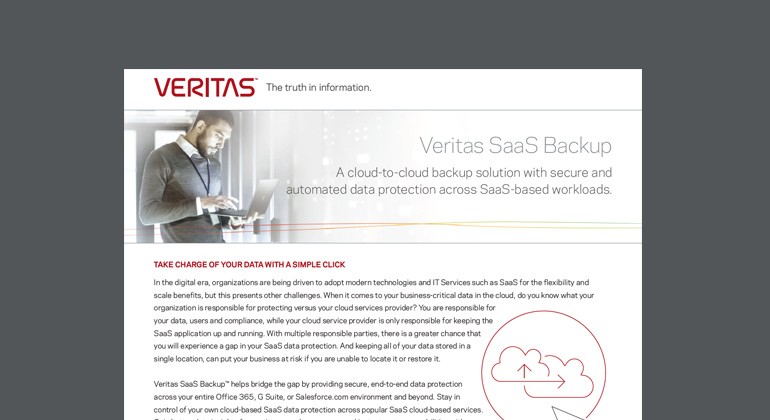Thumbnail of Veritas SaaS Backup datasheet available to download below