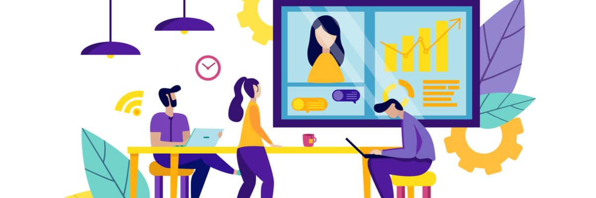 Illustration of people collaborating together 