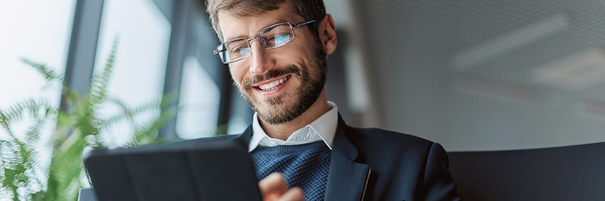 Business man working on tablet table