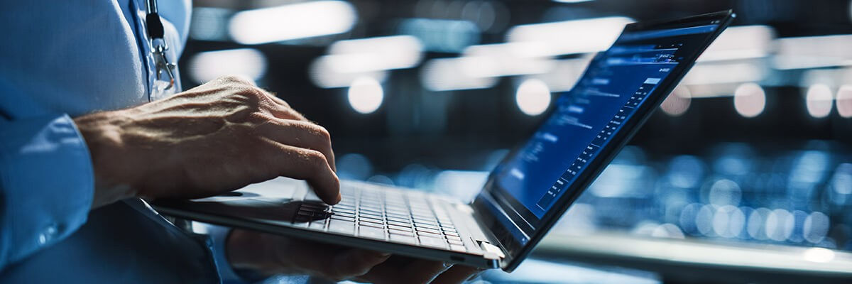 Professional using laptop