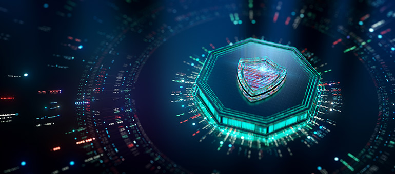 Security abstract graphic for AI security defense