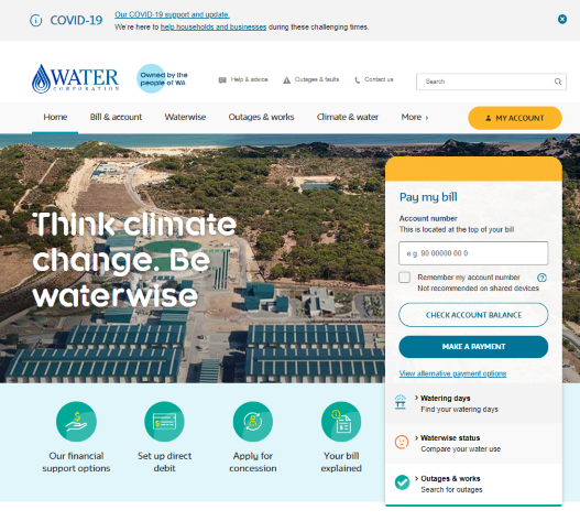 Water Corporation A new streamlined self service experience for