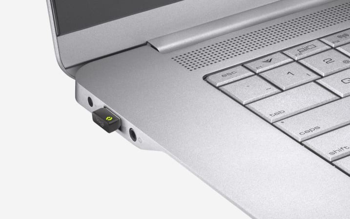 Powerful wireless security starts here. Laptop side view close up
