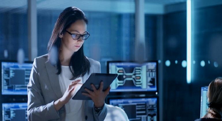 Woman working on computer