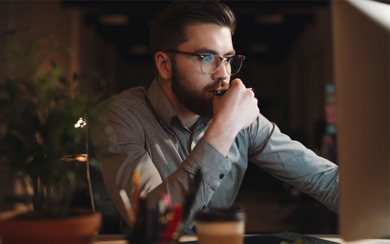 Man working on desktop