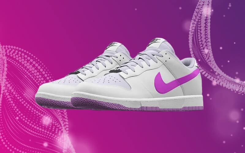 Nike shoes with pink swoosh and background